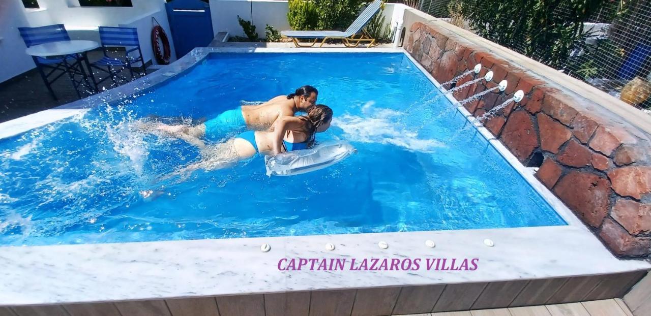 Located By The Sea One Beachfront Private Captain Lazaros Pool Villa With Loft In 750Sqm Spacious Private Plot-Jacuzzi-Sunrelax-Furnished Terace-Gazebo-Private Parking,Sleep 3 Adults And 2 Children, Just Steps From The Black Beach-Seaview Perissa (Santorini) Exterior foto