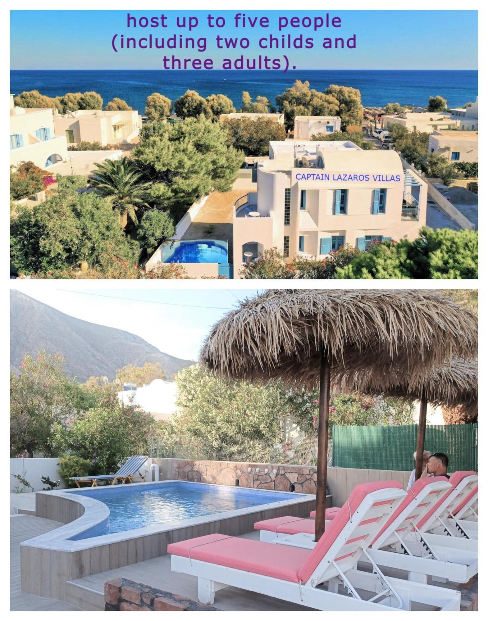 Located By The Sea One Beachfront Private Captain Lazaros Pool Villa With Loft In 750Sqm Spacious Private Plot-Jacuzzi-Sunrelax-Furnished Terace-Gazebo-Private Parking,Sleep 3 Adults And 2 Children, Just Steps From The Black Beach-Seaview Perissa (Santorini) Exterior foto