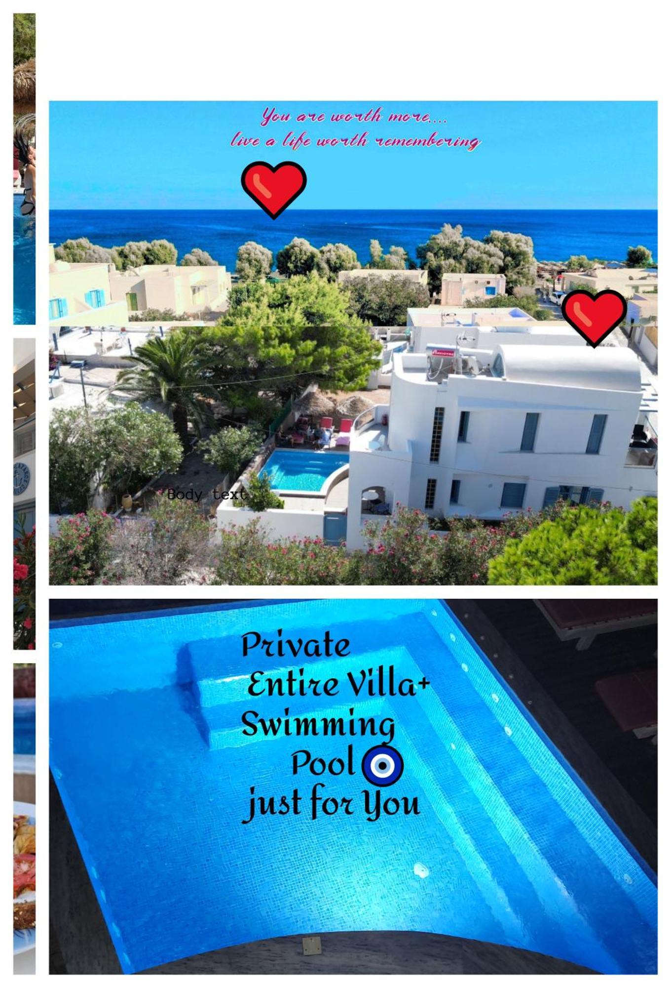 Located By The Sea One Beachfront Private Captain Lazaros Pool Villa With Loft In 750Sqm Spacious Private Plot-Jacuzzi-Sunrelax-Furnished Terace-Gazebo-Private Parking,Sleep 3 Adults And 2 Children, Just Steps From The Black Beach-Seaview Perissa (Santorini) Exterior foto